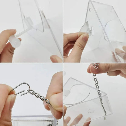 Clear Acrylic Hanging Bird Feeder – Weather-Resistant Design for Easy Cleaning and Full Visibility, Perfect for Garden and Patio 1