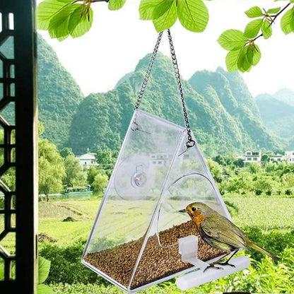 Clear Acrylic Hanging Bird Feeder for Hummingbirds – Durable, Weather-Resistant Design with Easy Suction Cup Mounting 0