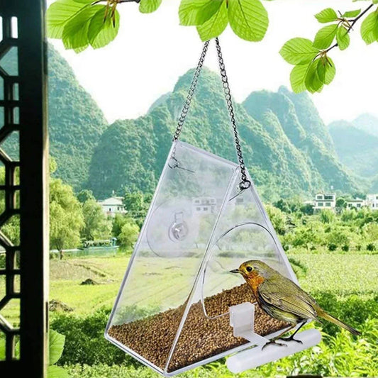 Clear Acrylic Hanging Bird Feeder for Hummingbirds – Durable, Weather-Resistant Design with Easy Suction Cup Mounting 0