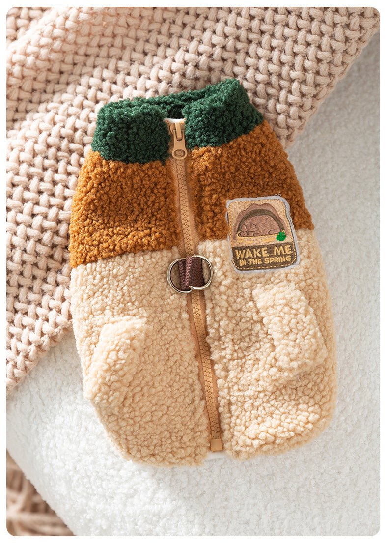 Color Block Dog Vest in Wool Blend – Stylish and Warm Pet Apparel with Zipper Closure and D-Ring for Leash Attachment 0