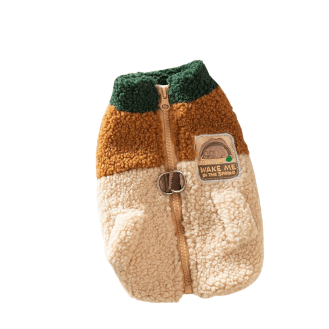 Color Block Dog Vest in Wool Blend – Stylish and Warm Pet Apparel with Zipper Closure and D-Ring for Leash Attachment 1
