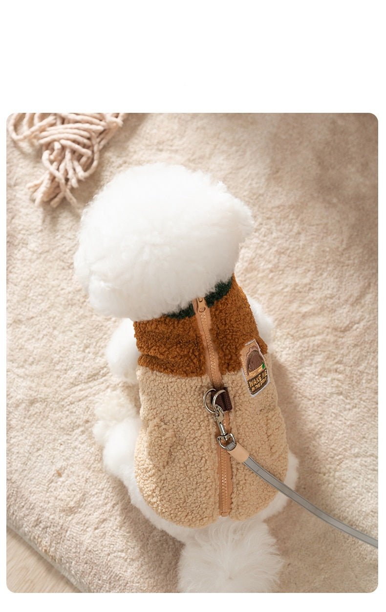 Color Block Dog Vest in Wool Blend – Stylish and Warm Pet Apparel with Zipper Closure and D-Ring for Leash Attachment 3