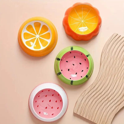 Colorful Ceramic Pet Bowls for Cats and Small Dogs – Fruit-Shaped Watermelon and Strawberry Design, Dishwasher Safe, Non-Slip 4