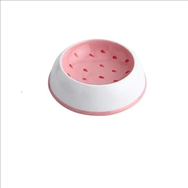 Colorful Ceramic Pet Bowls for Cats and Small Dogs – Fruit-Shaped Watermelon and Strawberry Design, Dishwasher Safe, Non-Slip 8