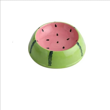 Colorful Ceramic Pet Bowls for Cats and Small Dogs – Fruit-Shaped Watermelon and Strawberry Design, Dishwasher Safe, Non-Slip 9