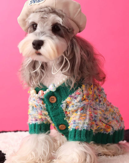 Colorful Dotted Dog Cardigan for Small to Medium Breeds – Cozy and Stylish Pet Wear, Machine Washable 0