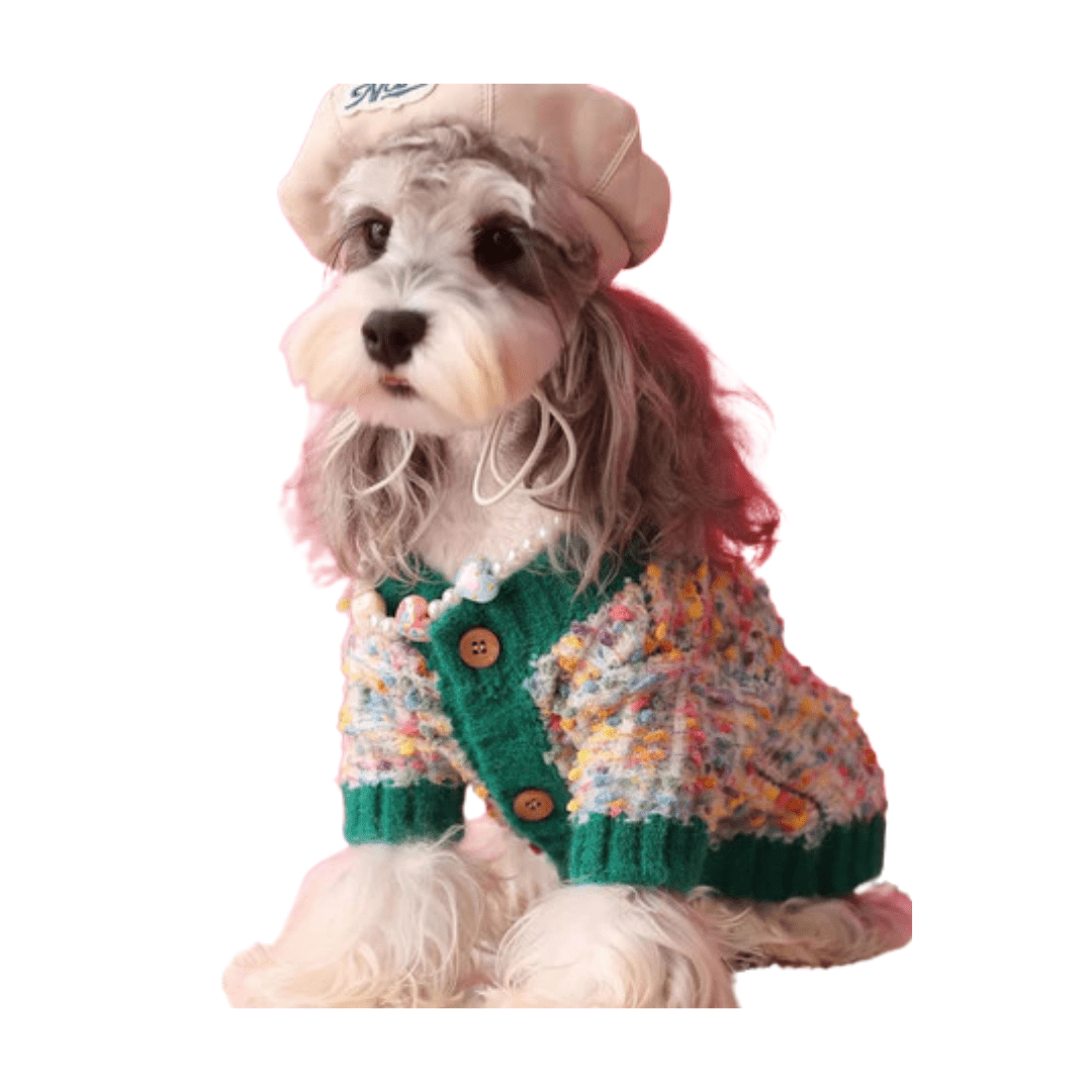 Colorful Dotted Dog Cardigan for Small to Medium Breeds – Cozy and Stylish Pet Wear, Machine Washable 1