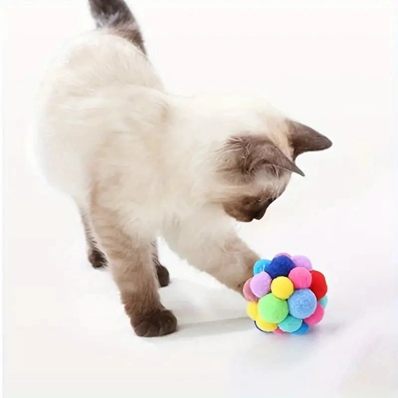 Colorful Plush Cat Balls with Bell – Set of 1 or 3 for Active Play 5