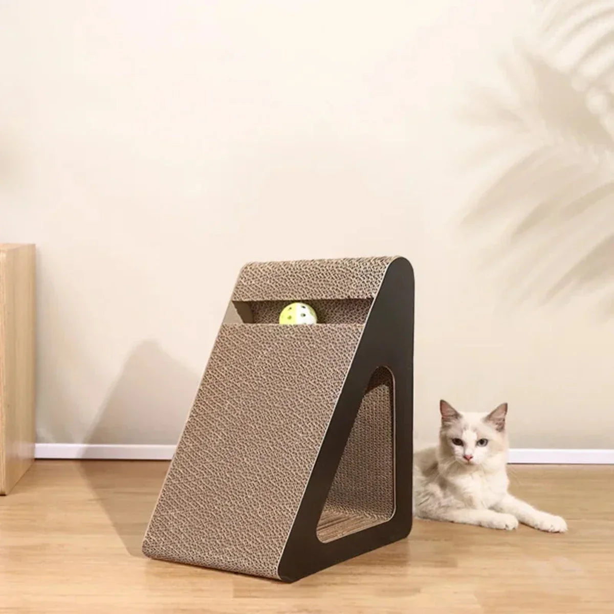 Compact Cat Scratching Board with Rotating Toy Ball – Durable and Space-Saving Design for Active Play 5