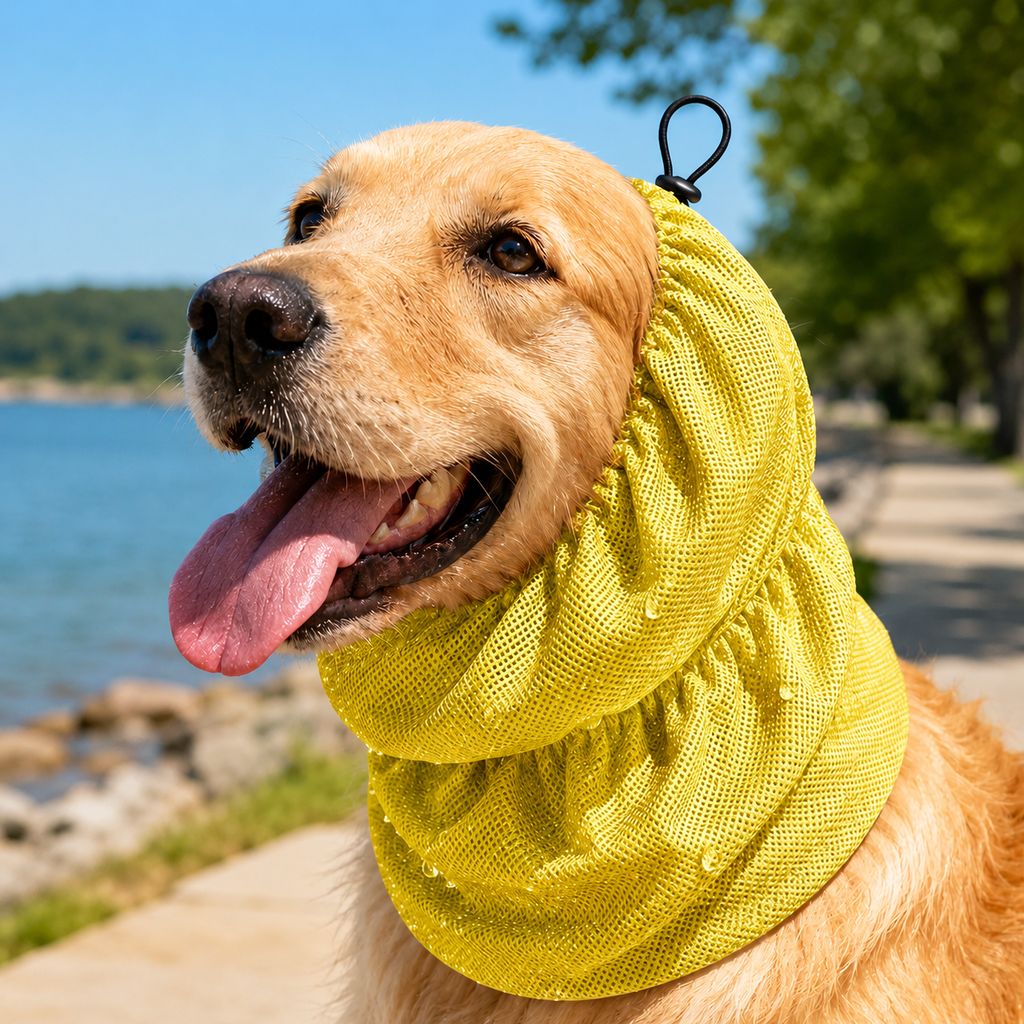 Cooling Bandana for Dogs featuring water-activated technology, designed to keep pets cool during hot weather adventures, lightweight and perfect for neck and ear comfort. 0