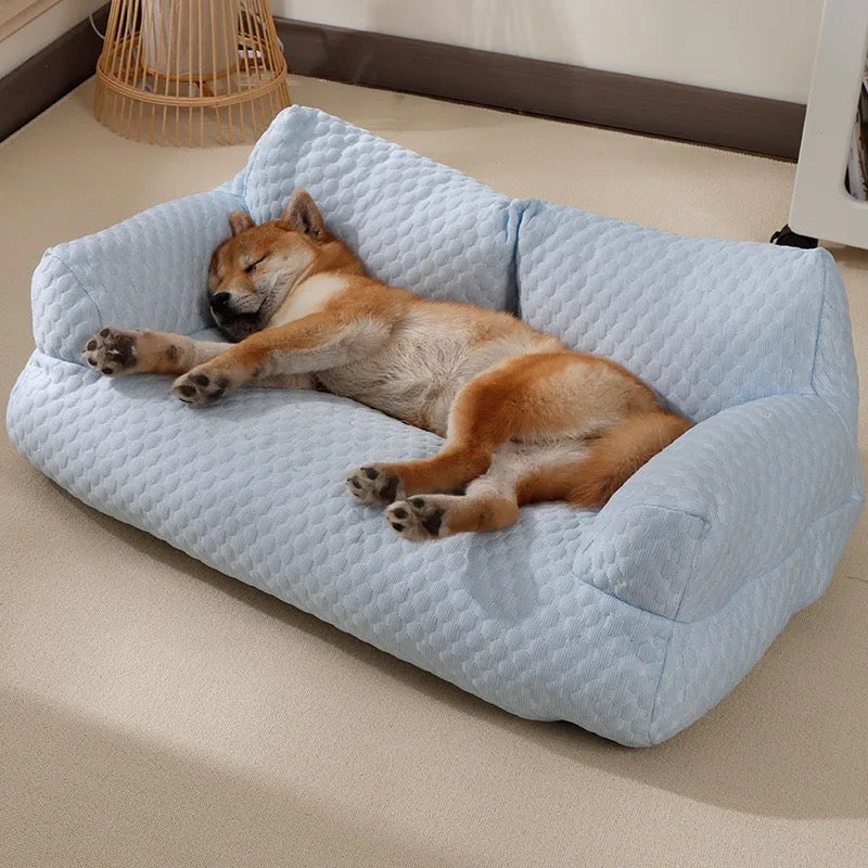 Cooling Dog Couch Bed with Breathable Fabric and Ergonomic Support for All Dog Sizes - Ideal for Summer Comfort 0