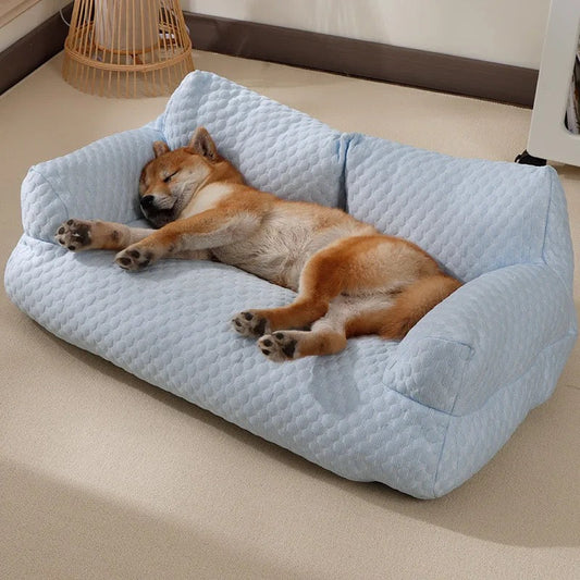 Cooling Dog Couch Bed with Breathable Fabric and Ergonomic Support for All Dog Sizes - Ideal for Summer Comfort 0