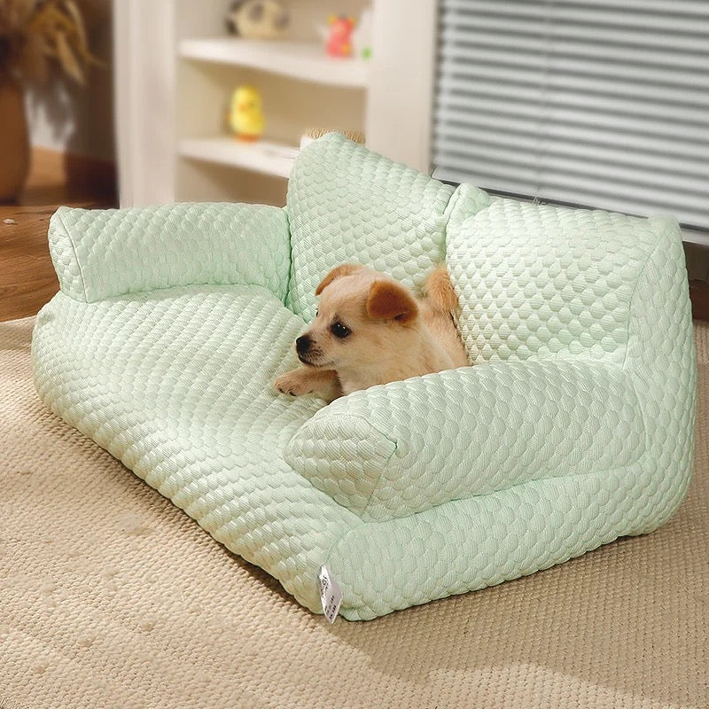 Cooling Dog Couch Bed with Breathable Fabric and Ergonomic Support for All Dog Sizes - Ideal for Summer Comfort 2