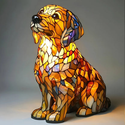 Cordless decorative lamp featuring a golden retriever design, emitting a soft ambient glow, perfect as a battery-powered indoor accent light. 1