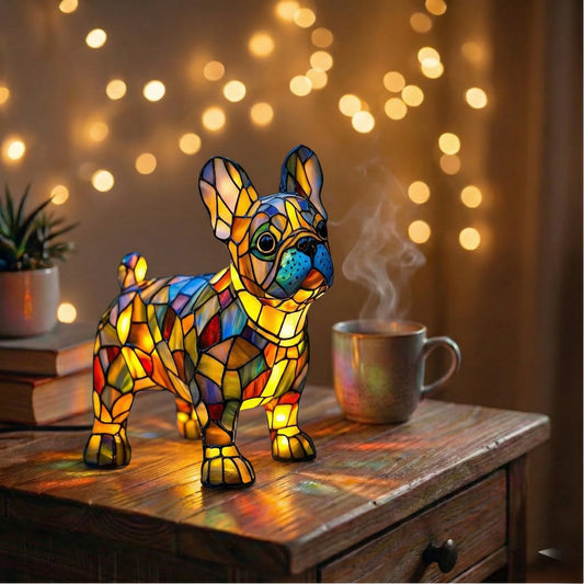 Cordless French Bulldog lamp featuring a high-shine finish and ambient glow, designed with a modern aesthetic for stylish home decor. 0
