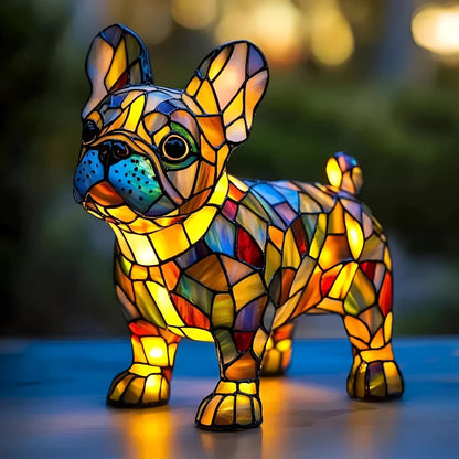 Cordless French Bulldog lamp featuring a high-shine finish and ambient glow, designed with a modern aesthetic for stylish home decor. 1