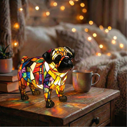 Cordless LED Pug Lamp with a glossy finish, perfect as a modern decorative accent light for home decor, showcasing a charming pug design. 0