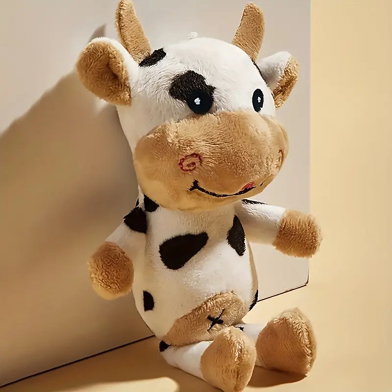 Cow-Shaped Plush Pet Toy for Stress Relief – Soft and Durable Dental Care Toy for Small to Medium Pets 0