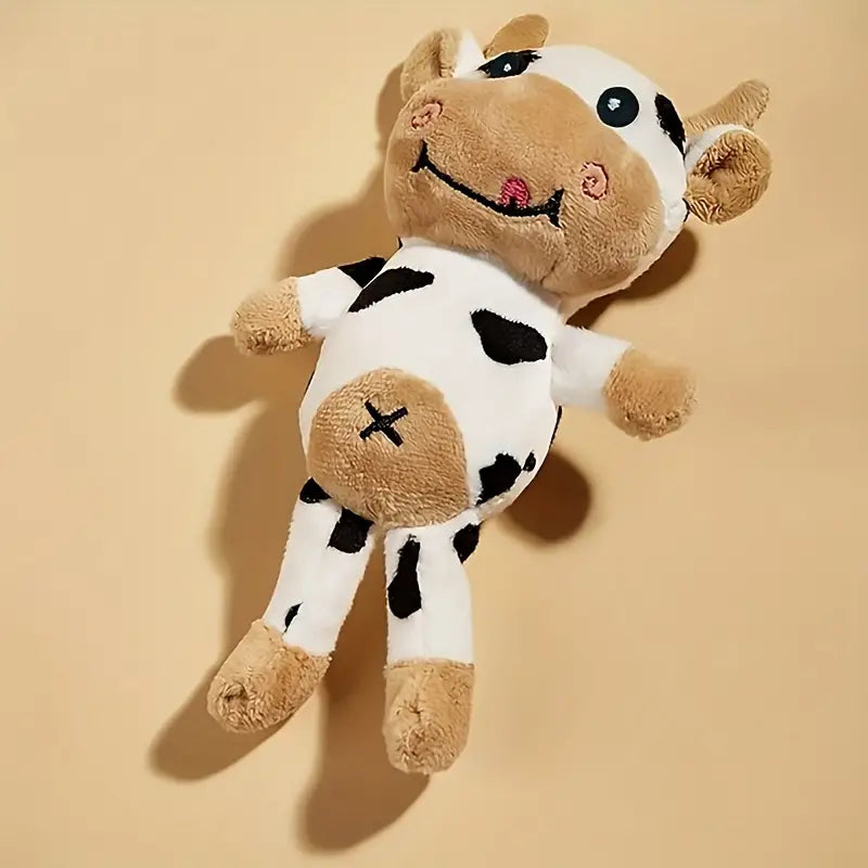 Cow-Shaped Plush Pet Toy for Stress Relief – Soft and Durable Dental Care Toy for Small to Medium Pets 4