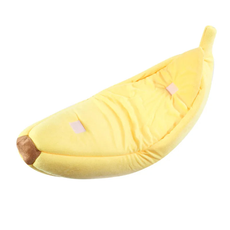Cozy Banana-Shaped Pet Bed for Cats and Small Dogs – Soft Plush Semi-Enclosed Design for Comfort and Security 4