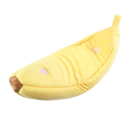 Cozy Banana-Shaped Pet Bed for Cats and Small Dogs – Soft Plush Semi-Enclosed Design for Comfort and Security 4