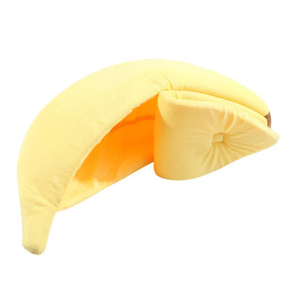 Cozy Banana-Shaped Pet Bed for Cats and Small Dogs – Soft Plush Semi-Enclosed Design for Comfort and Security 7