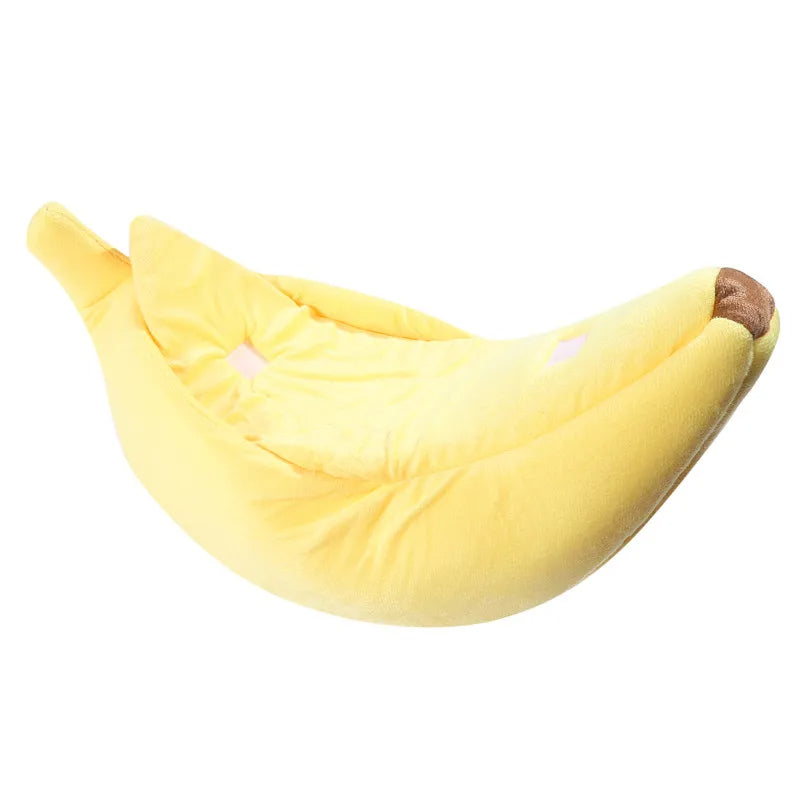 Cozy Banana-Shaped Pet Bed for Cats and Small Dogs – Soft Plush Semi-Enclosed Design for Comfort and Security 8
