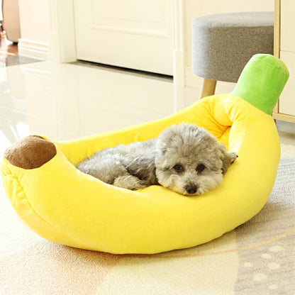 Cozy Banana-Shaped Pet Bed with Soft Plush Cushion and Removable Liner for Cats and Small Dogs 0