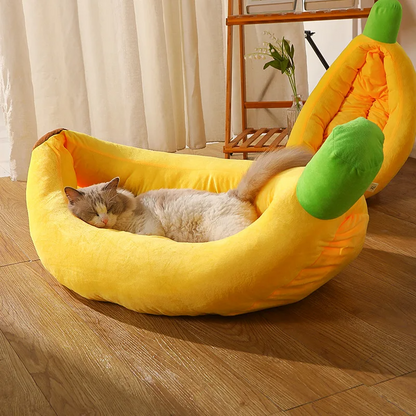 Cozy Banana-Shaped Pet Bed with Soft Plush Cushion and Removable Liner for Cats and Small Dogs 1