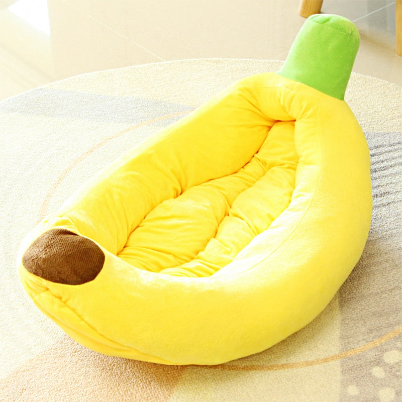 Cozy Banana-Shaped Pet Bed with Soft Plush Cushion and Removable Liner for Cats and Small Dogs 4
