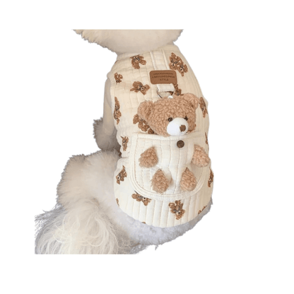 Cozy Bear Pattern Dog Coat for Winter – Soft Fleece Jacket for Small to Medium Pets 1