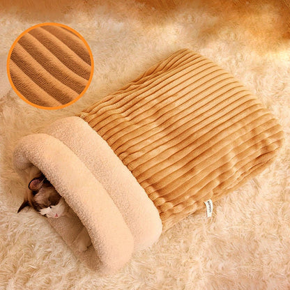 Cozy Cat Bed Sleeping Bag, Plush and Portable Pet Bed, Machine Washable, Ideal for Small to Medium Cats 2