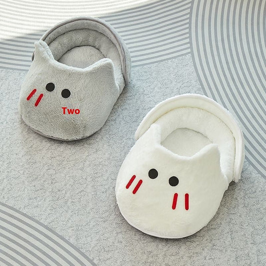Cozy Cat Nest Bed with Bunny Slipper Design – Soft Plush Cotton Filling 0