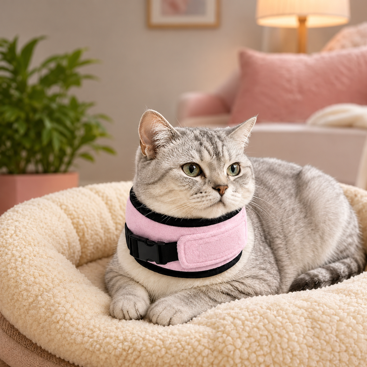 Soft Cat Recovery Collar with Adjustable Fleece Padding
