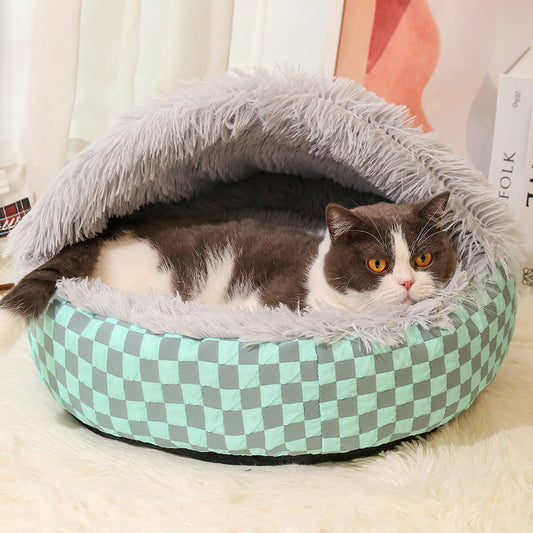 Cozy Cave Bed for Cats and Small Dogs – Ultra-Soft Plush, Removable Cover, Snug Design for Ultimate Comfort 0