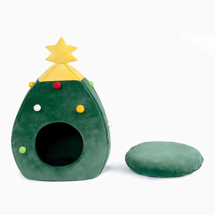 Cozy Christmas Tree Cat Bed with Soft Plush Cushion – Non-Slip Base, Easy to Clean, Ideal for Cats and Small Pets 4