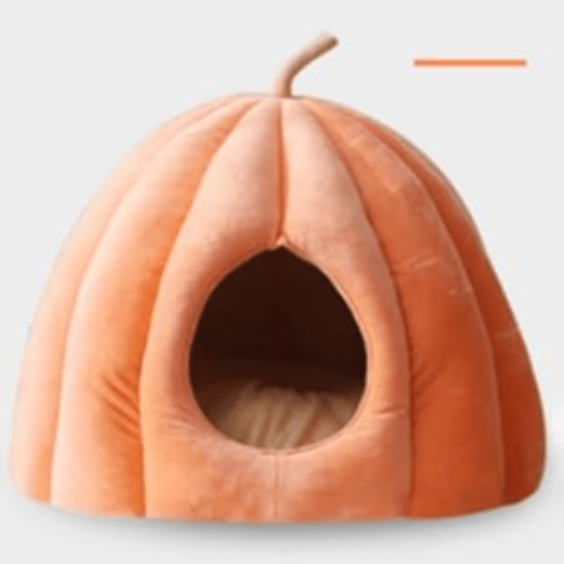 Cozy Closed Cat Bed in Pumpkin Shape – Warm Plush Indoor Bed for Cats, Soft and Breathable Design 8