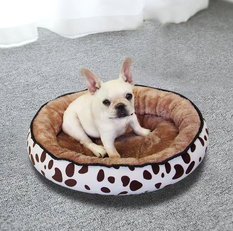 Cozy Dog Bed with Soft Cushion and Modern Dots Design – Non-Slip Base 1