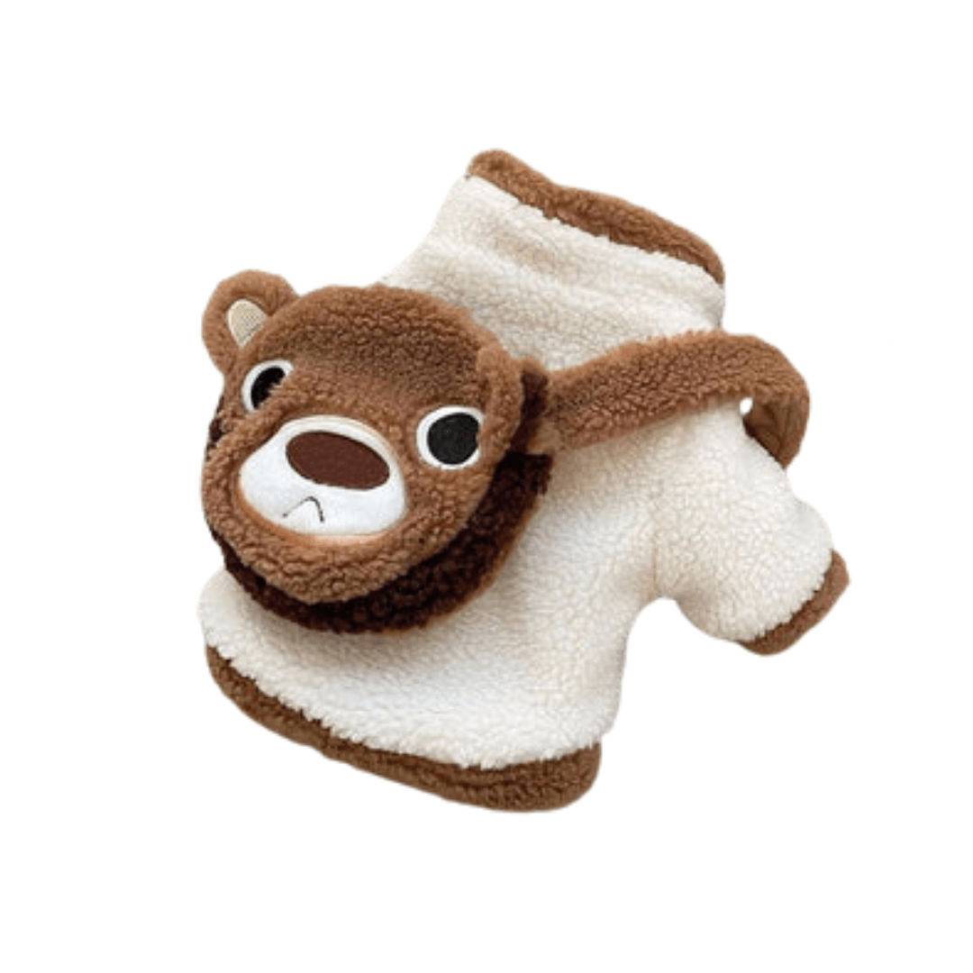 Cozy Dog Hoodie with Bear Face Mini Bag - Warm Pet Sweatshirt for Small to Medium Dogs, XS to XL 0