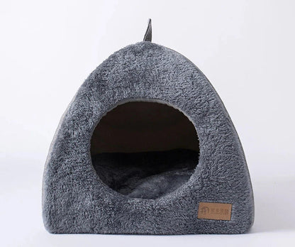 Cozy Enclosed Cat Bed with Velvet Material – Triangle Shape Cat Cave for Warmth and Comfort, Easy to Clean 6