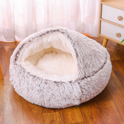 Cozy Faux Fur Pet Bed for Small Dogs – Self-Warming Half-Cave Design 9
