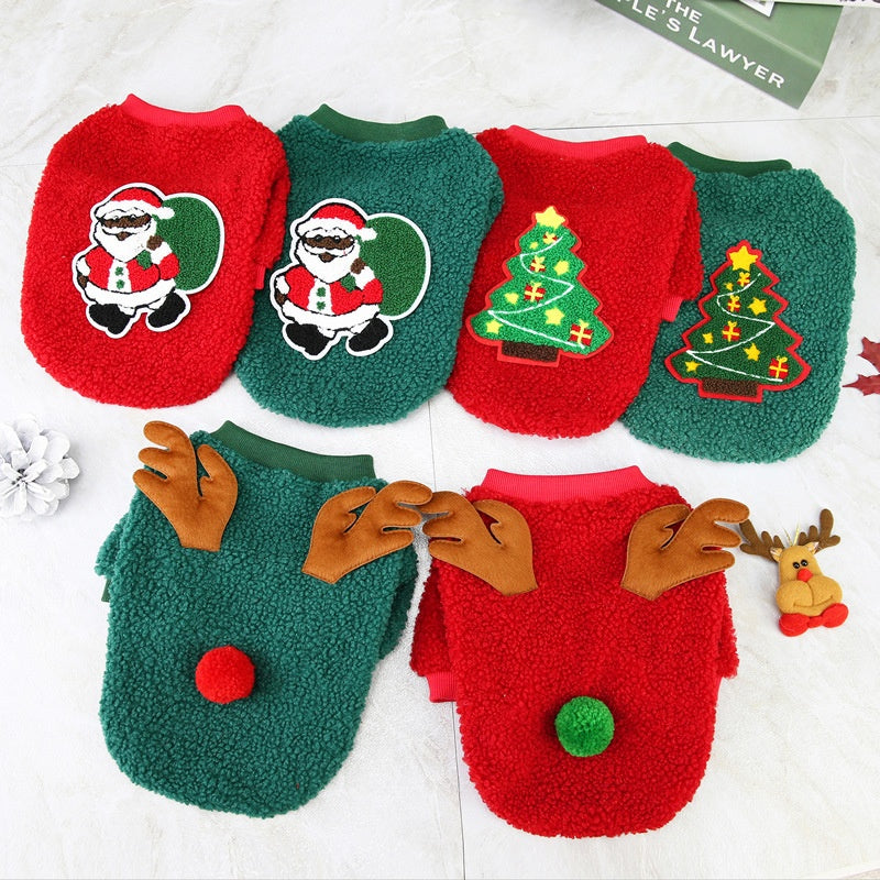 Cozy Fleece Dog Christmas Sweater for Small Dogs – Warm Santa Design Holiday Outfit 1