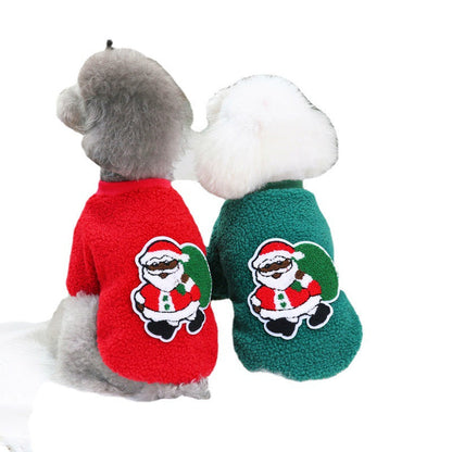Cozy Fleece Dog Christmas Sweater for Small Dogs – Warm Santa Design Holiday Outfit 2