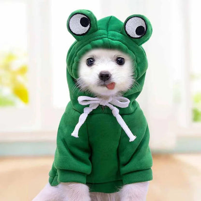 Cozy Frog Dog Hoodie Fleece Sweater for Autumn and Winter - Sizes S to XXL, Soft and Stylish for Pets 1