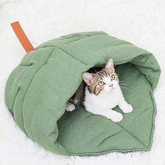 Cozy Linen Cat Cave Bed for Cats and Small Dogs – Warm Enclosed Sleeping Bag, Anti-Slip Bottom, Machine Washable 0