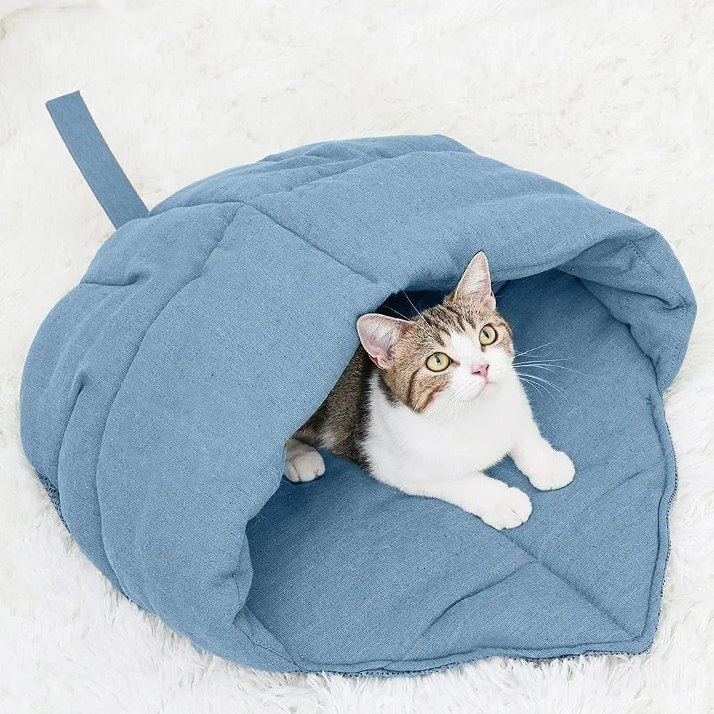 Cozy Linen Cat Cave Bed for Cats and Small Dogs – Warm Enclosed Sleeping Bag, Anti-Slip Bottom, Machine Washable 10