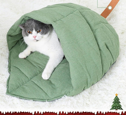 Cozy Linen Cat Cave Bed for Cats and Small Dogs – Warm Enclosed Sleeping Bag, Anti-Slip Bottom, Machine Washable 2