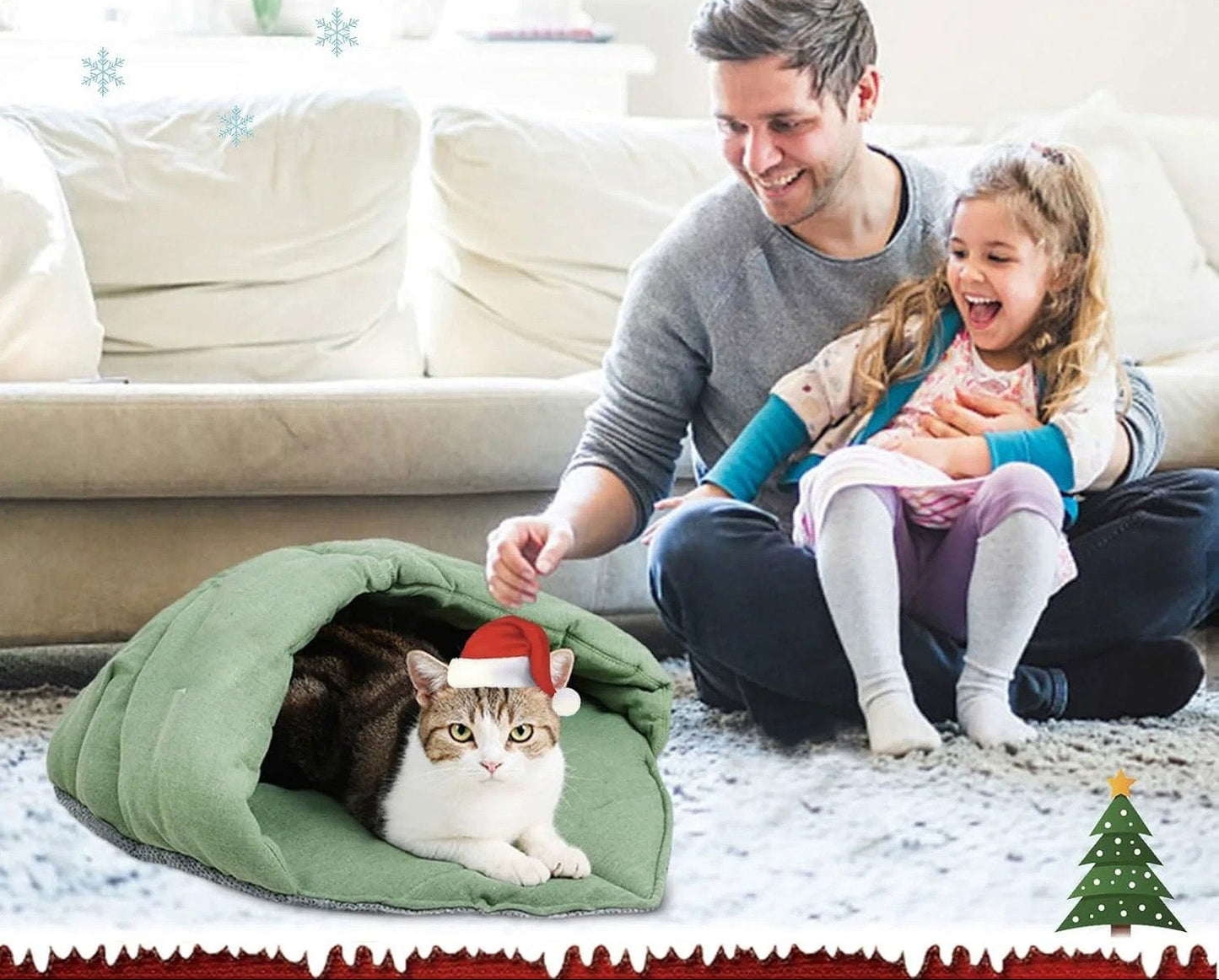 Cozy Linen Cat Cave Bed for Cats and Small Dogs – Warm Enclosed Sleeping Bag, Anti-Slip Bottom, Machine Washable 6