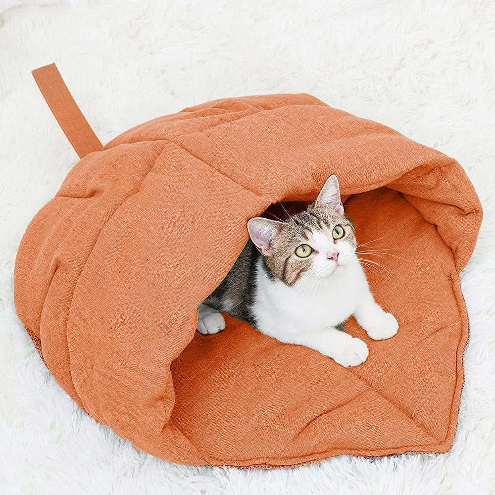 Cozy Linen Cat Cave Bed for Cats and Small Dogs – Warm Enclosed Sleeping Bag, Anti-Slip Bottom, Machine Washable 9