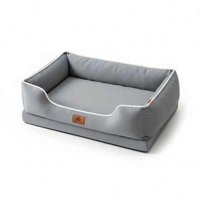 Cozy Orthopedic Dog and Cat Bed in Velvet – Removable Filling for Ultimate Comfort, Available in Gray, Light Khaki, and Light Pink 1